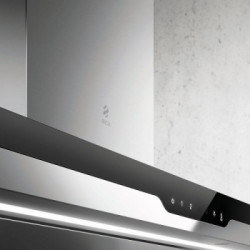 Elica METEORITE ISLAND IX/A/120x60 - Cappa Aspirante ad Isola, Inox e Vetro Nero, 120x60 cm, PRF0148122, A