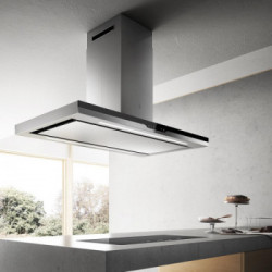 Elica METEORITE ISLAND IX/A/120x60 - Cappa Aspirante ad Isola, Inox e Vetro Nero, 120x60 cm, PRF0148122, A