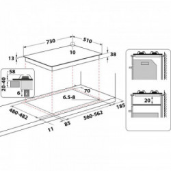 Whirlpool TKRL 761 IX - Piano Cottura a Gas, 5 Fuochi, 75 cm, Inox