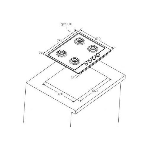 Candy CHG6D4WX - Piano Cottura a Gas, 4 Fuochi,...