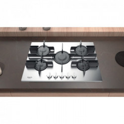 Hotpoint FTGHL 751 D/IX/HA - Piano Cottura a Gas, 5 Bruciatori Direct Flame, Inox, 75 cm