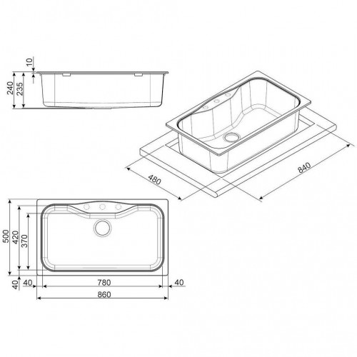 Smeg LSEG860P - Lavello da incasso, 1 Vasca, 86...