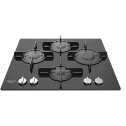 Hotpoint Ariston FTGHG 641 D/HA(BK) - Piano Cottura a Gas, Bruciatori Direct Flame, Vetro Nero, 60 c