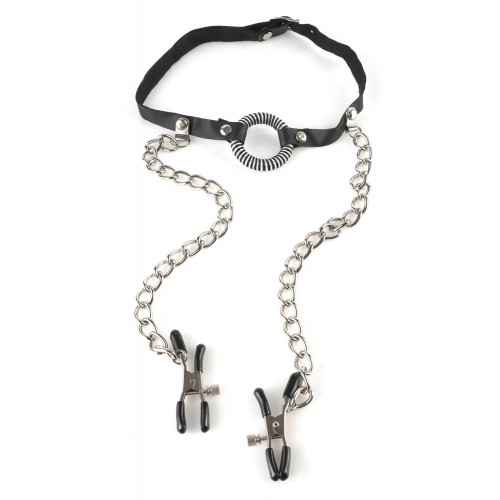 Fetish Fantasy O Ring Gag With Nipple Clamps -...
