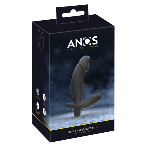 Anos - Vibratore Anale Punto P, Nero, Silicone,...