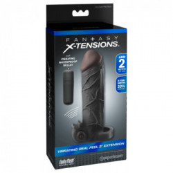 Fantasy X Tensions Vibrating Real Feel 2 Extension - Guaina Fallica con Vibrazione, Impermeabile, Splashproof, Richiede Batterie
