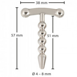 Penisplug - Plug per il Pene, Intensivo, Acciaio Inox, Punta Stretta, 4 Palline, Lungo, 5,7 CM