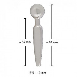 You2Toys - Plug per il Pene, Acciaio Inox, Color Argento, Forma Conica, Pallina di Arresto