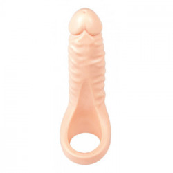 Realistixxx - Anello per il Pene con Dildo Realistico, Pene Aggiuntivo, Flessibile, Elastico, Lungo, 18 CM