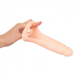 Realistixxx - Anello per il Pene con Dildo Realistico, Pene Aggiuntivo, Flessibile, Elastico, Lungo, 18 CM