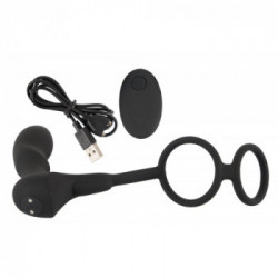 Black Velvets - Vibratore Anale Punto P con Anello per il Pene, Remote Control, Nero, Silicone, Ricaricabile