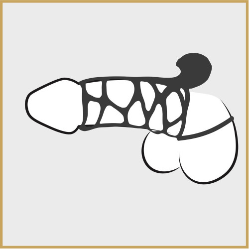 Fantasy - Guaina Fallica a Griglia, Nera,...