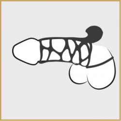 Fantasy - Guaina Fallica a Griglia, Nera, Vibrobullet, Impermeabile,