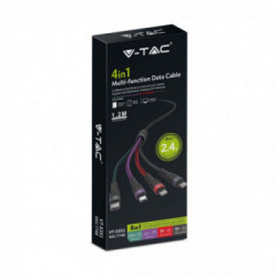 V-TAC Cavo USB di Ricarica 4in1 Tipo-C Micro-USB iPhone 2.4A 1,2mt