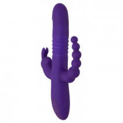 Sweet Smile Thrusting Pearl Triple - Vibratore con Stimolazione del Clitoride Purple, Rotante, Impermeabile, Ricaricabile
