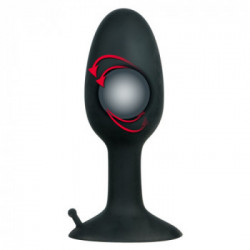 Backdoor Friend - Plug Anale in Silicone, Sfera di Stimolazione, Ventosa, Nero
