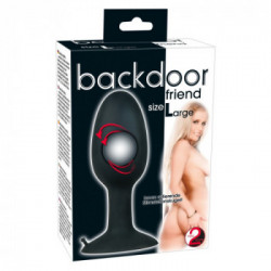 Backdoor Friend - Plug Anale in Silicone, Nero, Sfera Stimolante, Tg Large