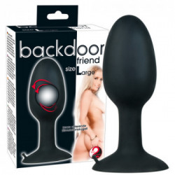 Backdoor Friend - Plug Anale in Silicone, Nero, Sfera Stimolante, Tg Large