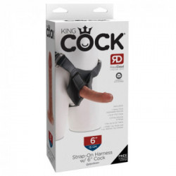 King Cock - Strap On con Dildo Realistico, Silicone Simil Pella Vera, Colore Scuro