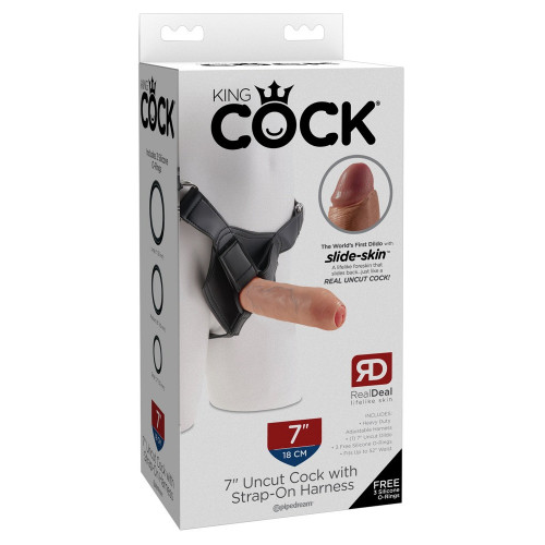 King Cock Uncut 7 On Harness - Strap On con...