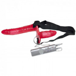 Bad Kitty - Strap On con Vibrazione, con Nastro Elastico, Lungo 18 cm, Rosso