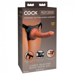 King Cock Elite Comfy Silicone Body Dock Kit - Strap On con Dildo Realistico
