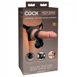 King Cock Elite - Strap On con Dildo Realistico, Silicone, Rosa, Testicoli Oscillanti Neri, Lungo 22 cm