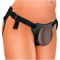 King Cock Elite - Strap On con Dildo Realistico, Silicone, Rosa, Testicoli Oscillanti Neri, Lungo 22 cm