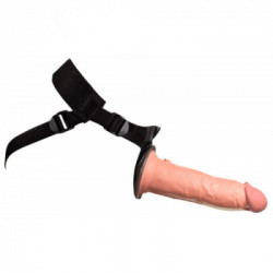 King Cock Elite - Strap On con Dildo Realistico, Silicone, Rosa, Testicoli Oscillanti Neri, Lungo 22 cm