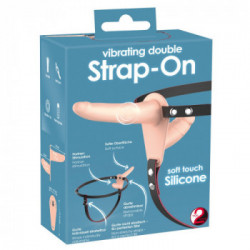 You2Toys Vibrating Double Strap - Strap On con Vibrazione, Dildo Realistico Doppio, Ricaricabile