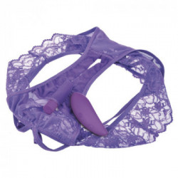 Fantasy For Her - Slip con Vibratore Mini, in Pizzo, Vibrobullet, Ricaricabile, Remote Control, Viola