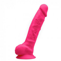 SILEXD - Vibratore Realistico, con Testicoli, Rosa, Silicone, Pieghevole, Ricaricabile