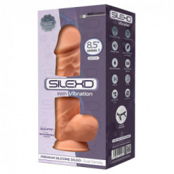 SILEXD - Vibratore Realistico, con Testicoli, Pieghevole, Silicone, Colore Chiaro, Ricaricabile