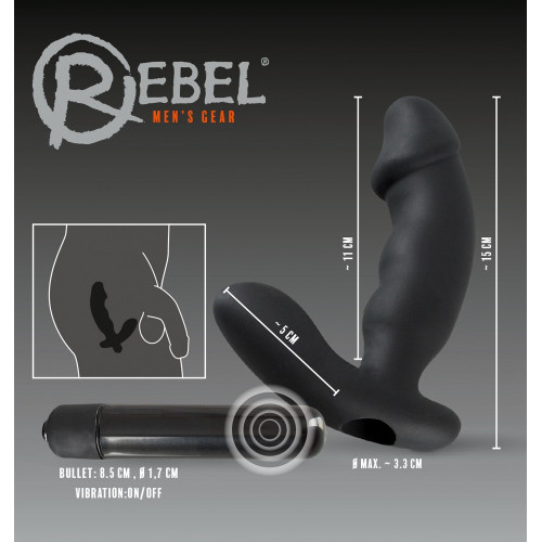 Rebel- Vibratore Anale, Silicone, Nero, con...