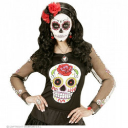 Paio di ORECCHINI TESCHIO BIANCO CON ROSA ROSSA