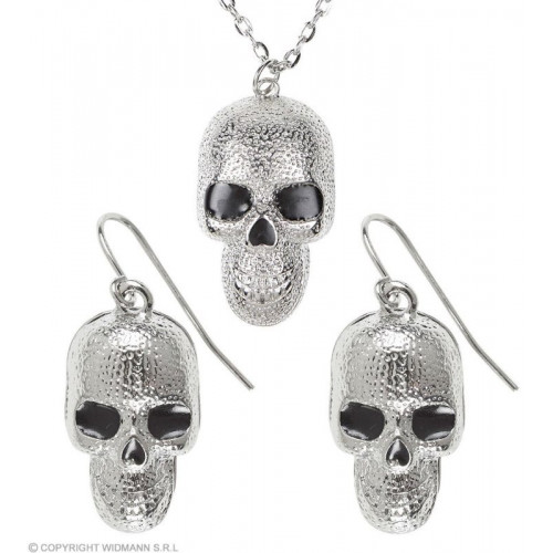 COLLANA E ORECCHINI TESCHIO ARGENTO