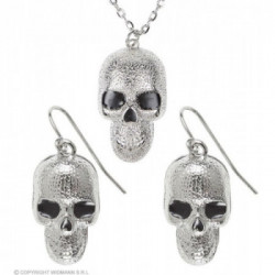 COLLANA E ORECCHINI TESCHIO ARGENTO