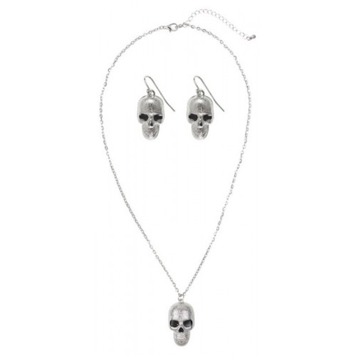 COLLANA E ORECCHINI TESCHIO ARGENTO