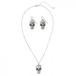 COLLANA E ORECCHINI TESCHIO ARGENTO