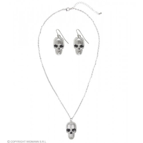 COLLANA E ORECCHINI TESCHIO ARGENTO
