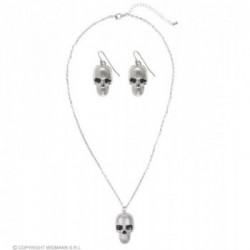 COLLANA E ORECCHINI TESCHIO ARGENTO