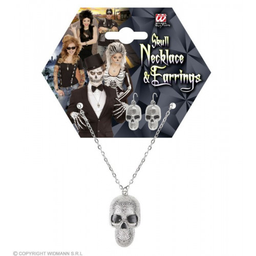 COLLANA E ORECCHINI TESCHIO ARGENTO
