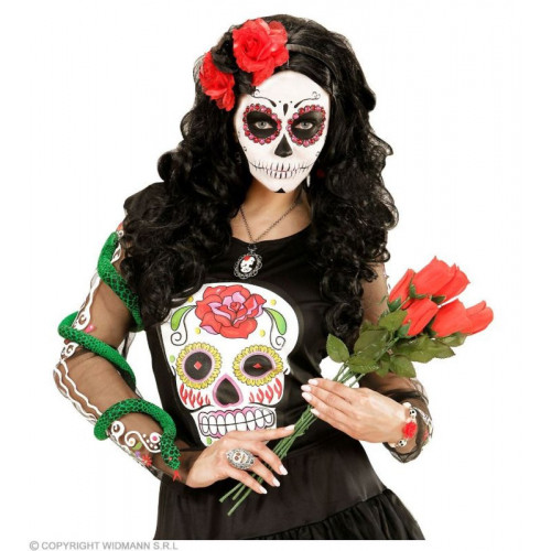 CERCHIETTO 3 ROSE ROSSE-NERE CON GLITTER