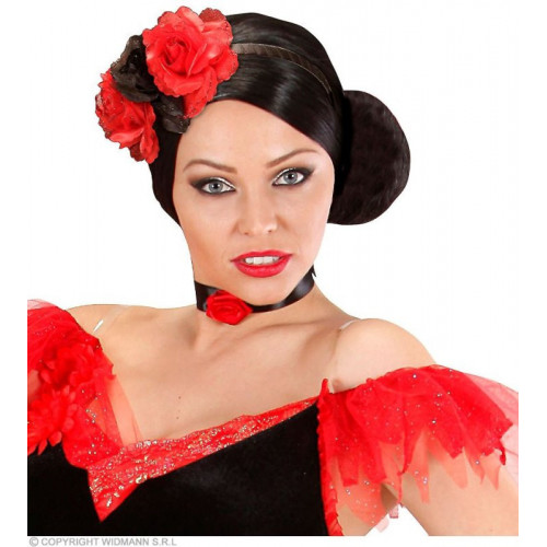 CERCHIETTO 3 ROSE ROSSE-NERE CON GLITTER