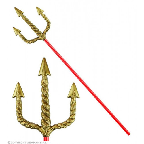 TRIDENTE SPIRALE DORATO - BASTONE ROSSO 120 cm