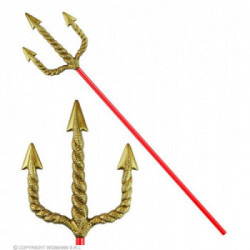 TRIDENTE SPIRALE DORATO - BASTONE ROSSO 120 cm