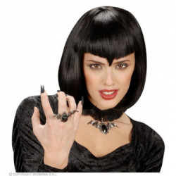 ANELLO PIPISTRELLO GOTICO CON GEMMA NERA