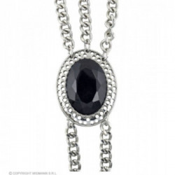 CATENA PER POLSO GOTICA CON MEDAGLIONE GEMMA NERA