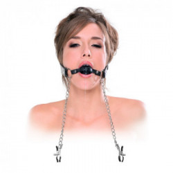 Fetish Fantasy Extreme Deluxe Ball Gag and Nipple - Costrittivo per la Bocca con Palla e Mollette per Capezzoli