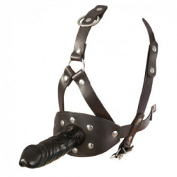 Zado LeatherHead Harness With Dildo - Maschera Costrittiva con Dildo